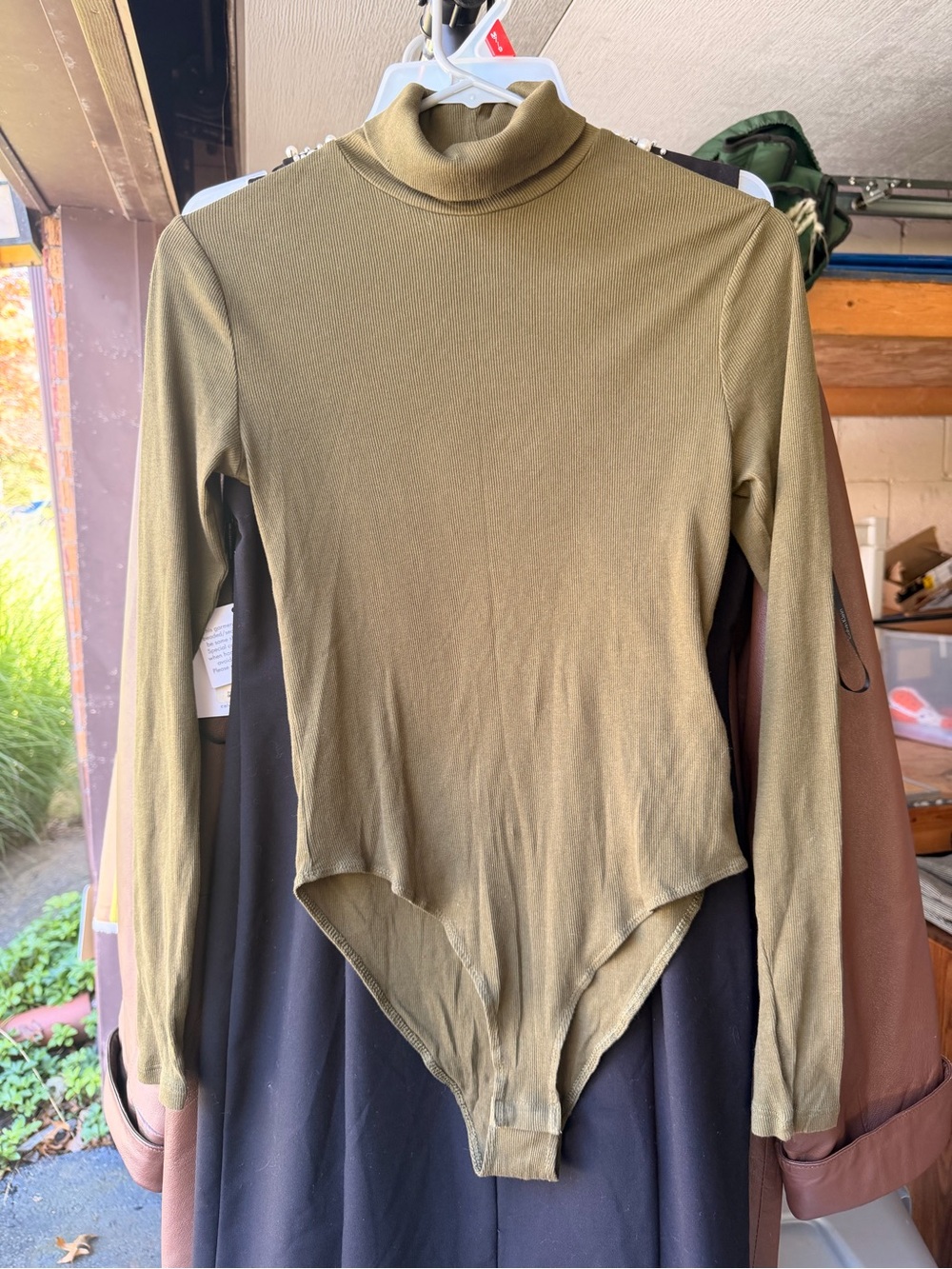 H&M Olive Turtleneck Long-Sleeve Bodysuit